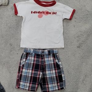 Boys plaid shorts/t-shirt set